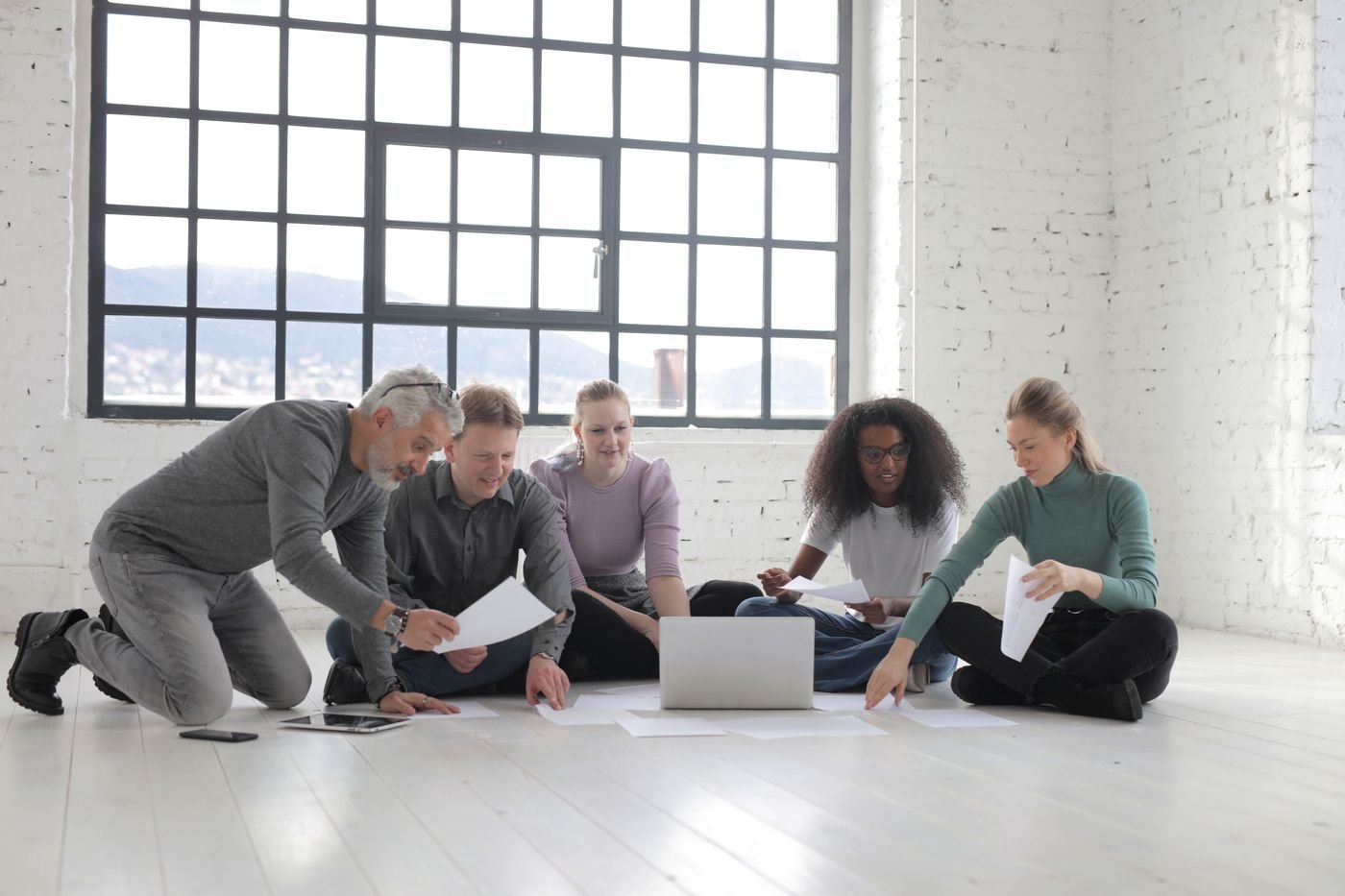 A group workshop in a bright room